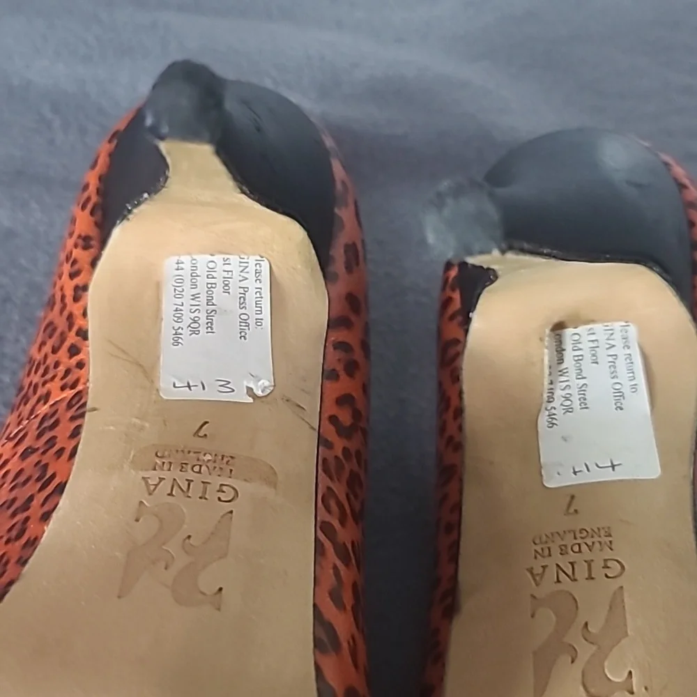 Gina Platform Heels leopard print pink & black sz7